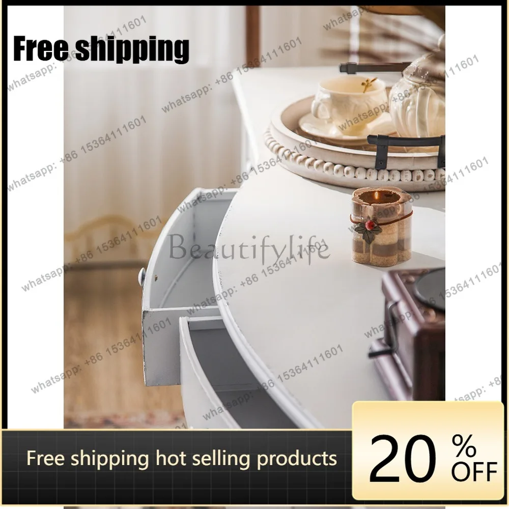 LD French retro dresser chest integrated bedroom storage cream style makeup table