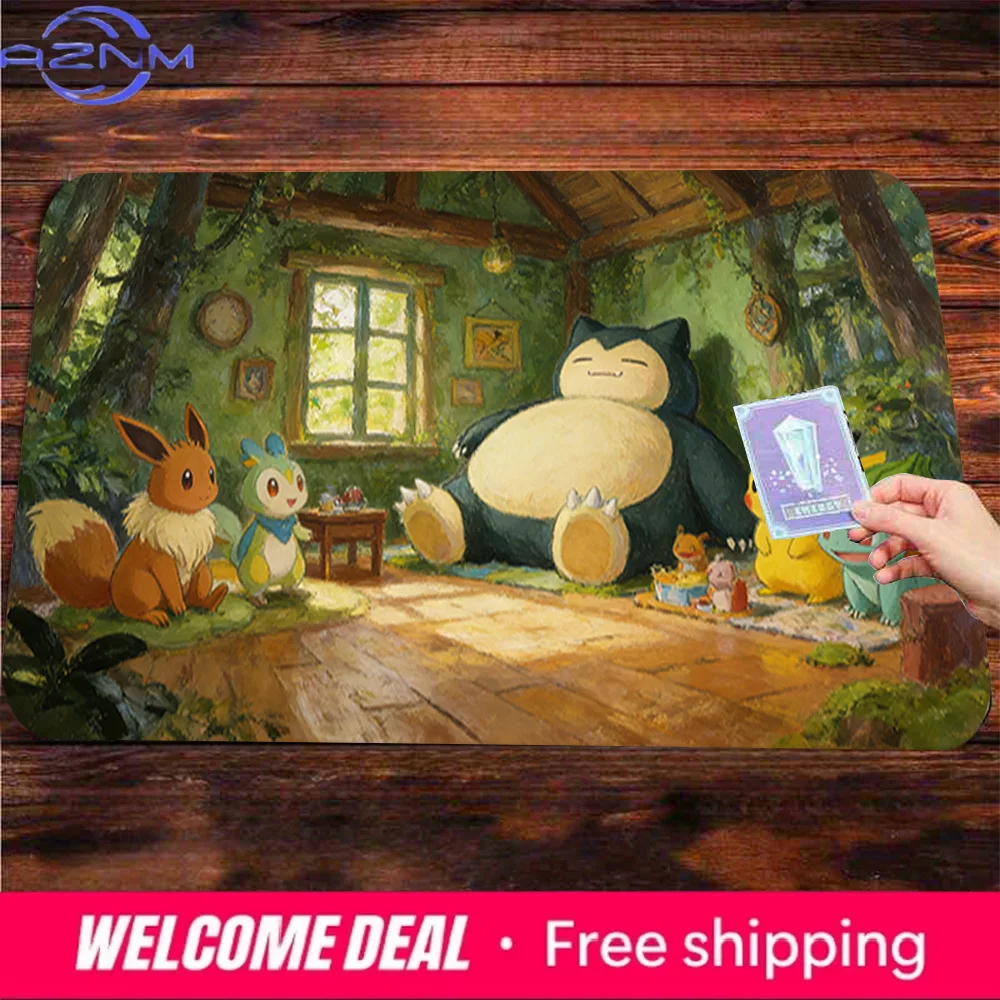 Forest Cabin Snorlax & Friends TCG Playmat Non-Slip Washable Gaming Mat