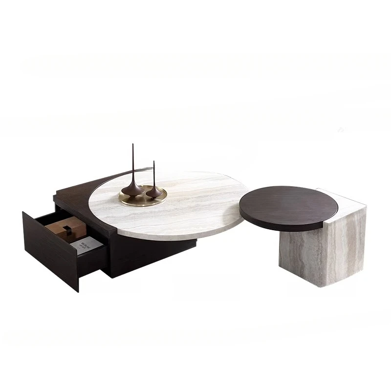 

Marble Tea Table Combination Cave Stone Side Table Living Room Home Designer New Nordic High-End