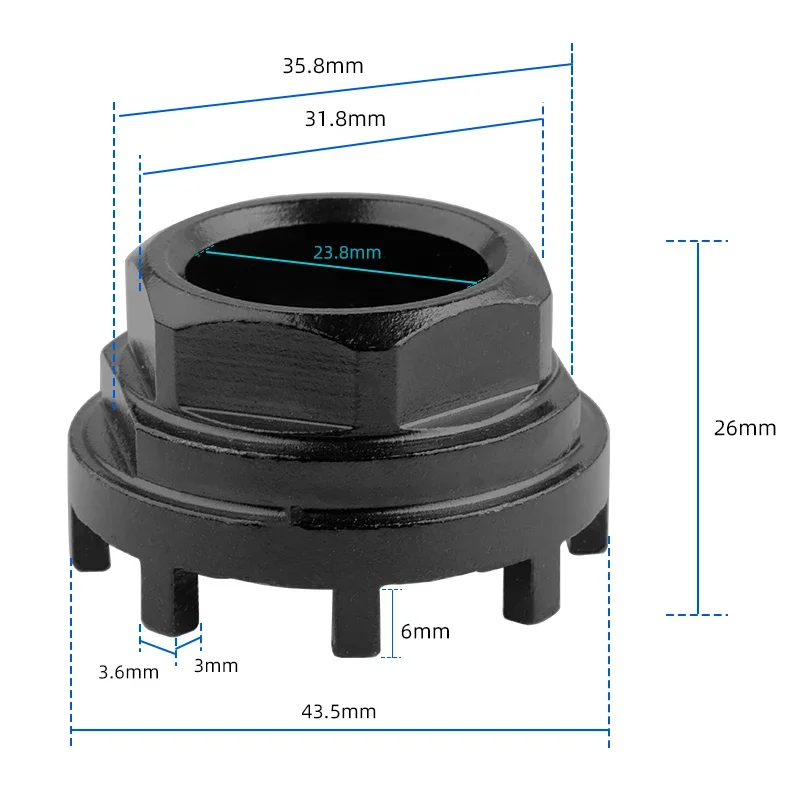 Eight Notch Tool Bicycle Drive-side Bottom Bracket ISIS BB Cups Install e-Bike 8 Teeth Fitting Chainring Lockring Removal Sleeve