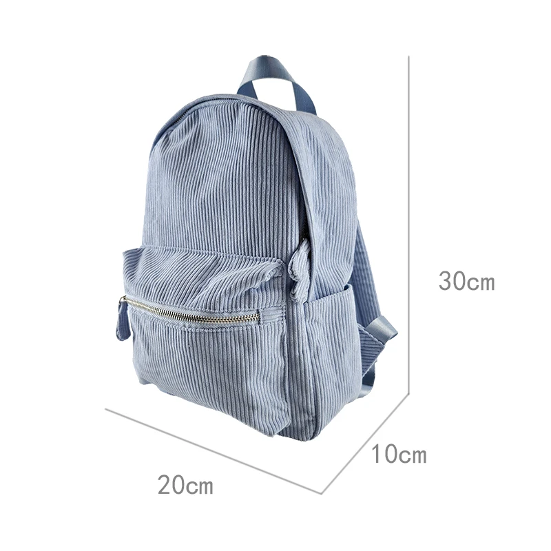 Classi Corduroy Backpack Fashion Women School Backpack Solid Color Striped Rucksack Shoulder Bag Girl Large Capacity School Bags