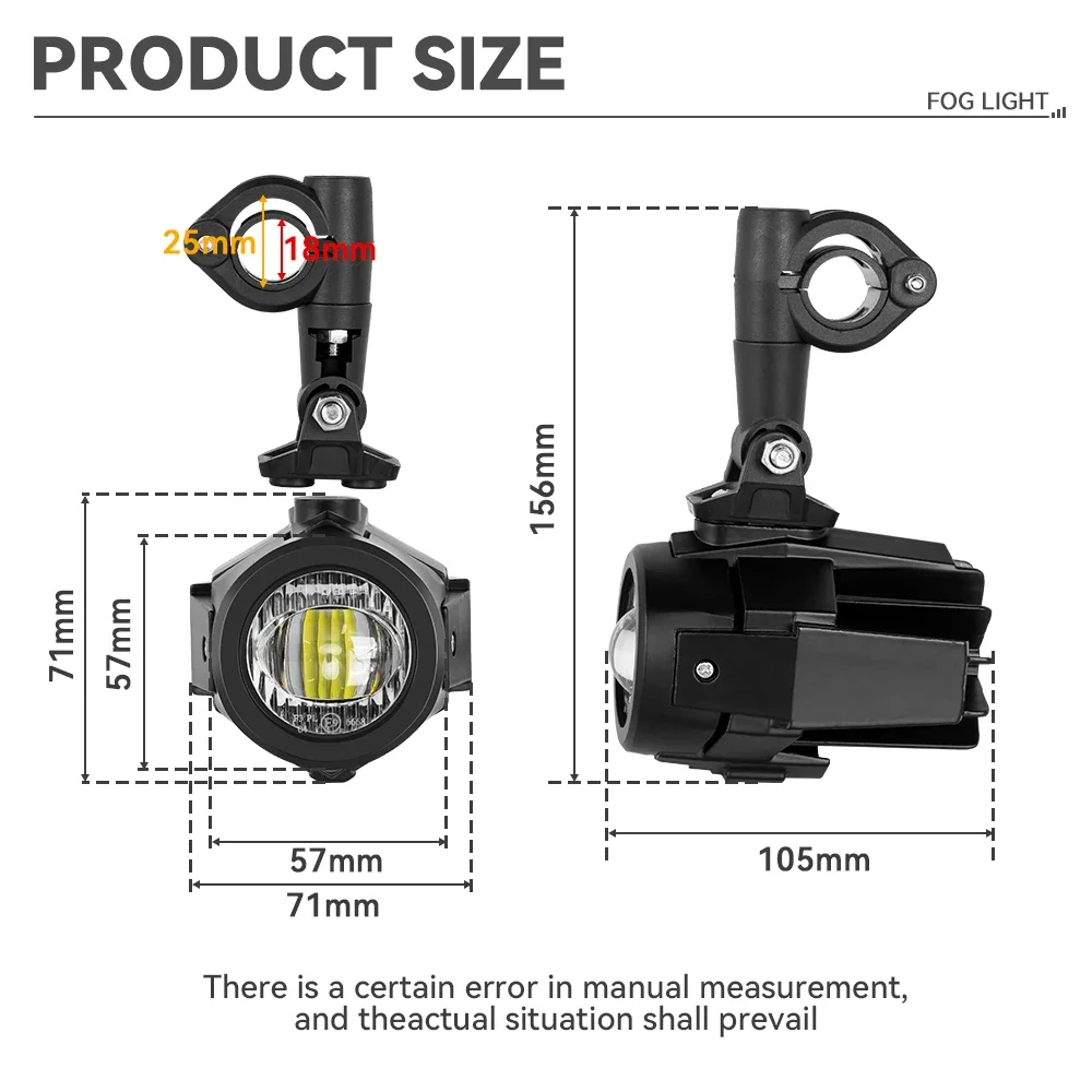 2PCS 40W LED Auxiliary Lamp 6000K Super Bright Fog Driving Light Kits Led Lighting Bulbs DRL for Motorcycle BMW K1600 R1200G