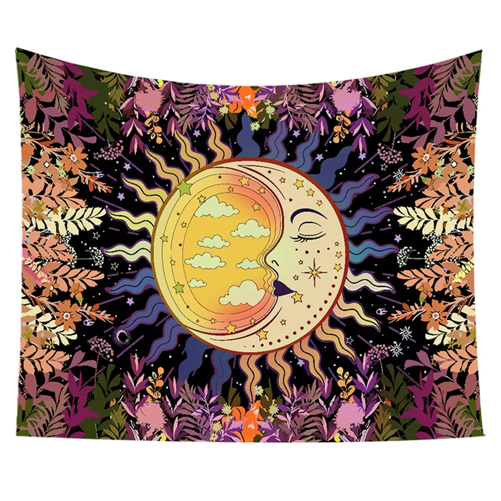 Sun and Moon Tapestry Hanging Suede Cloth Mystic Wall Decal Celestial Themed Mystic Celestial Themed Artistic  Room