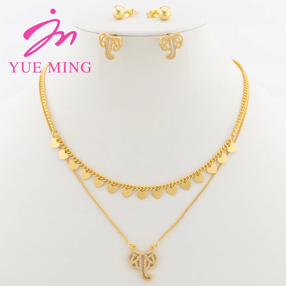 YM Fashion Jewelry Sets Gold Color Necklace For Women Love Shape Earrings Number 8 Pendants Necklaces Geometric Vintage Jewelry