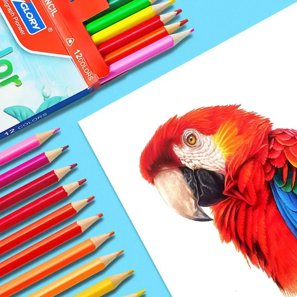 12-48 لون مجموعة أقلام رصاص ملونة HB مثلث حامل قلم لوازم فنية أقلام رسم احترافية اللوازم المدرسية القرطاسية
