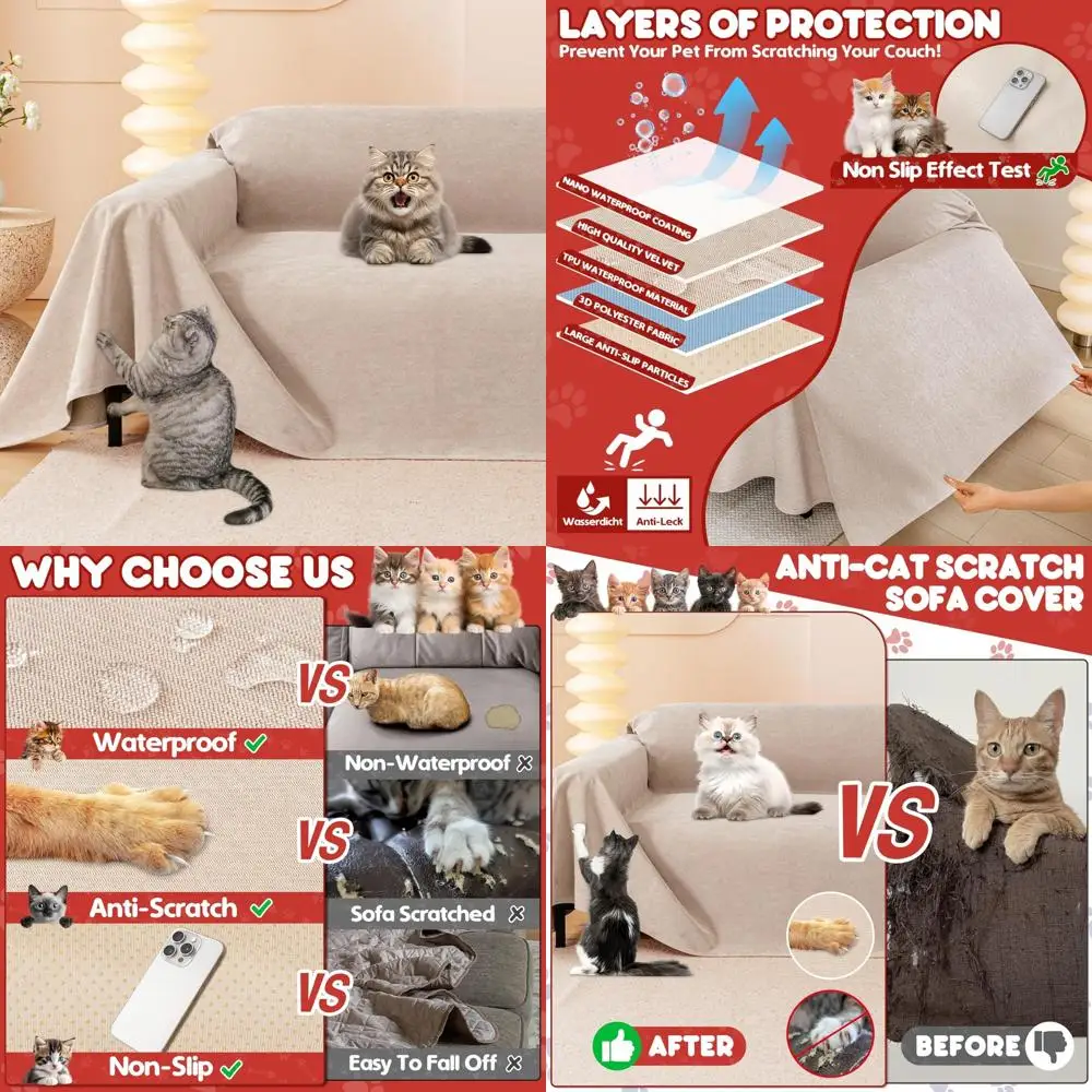 

Приятный для домашних животных чехол для дивана — водонепроницаемая, противоскользящая защита для мебели для 3-мя подушечных диванов, чтобы сохранить кошки на выезде