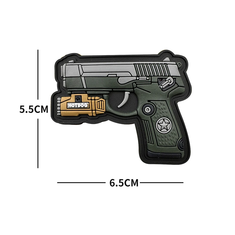 NEW Q Version pistol patches hook PVC GUN Badges Soft Rubber Tactical Patch For Clothing Bag DIY Accessories