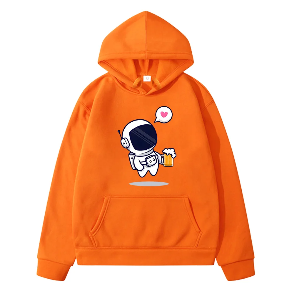 Astronaut Love Beer Casual Oversized Loose Hoodies for Girl Long Sleeve Hooded Kids Sweatshirts with Pocket Spring Fleece Tops