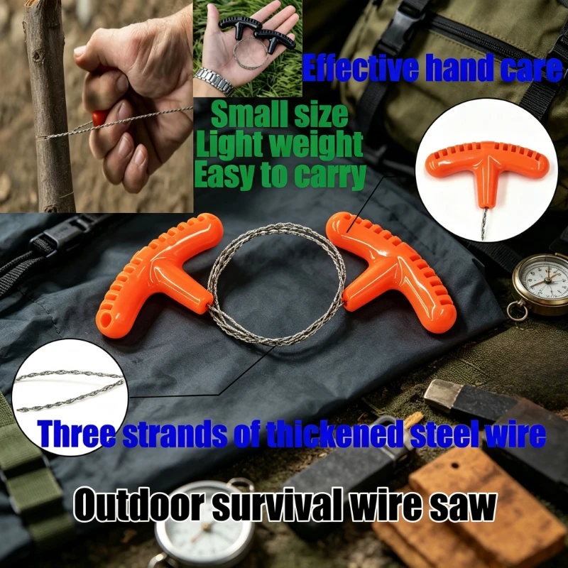 TINSOL Portable Stainless Steel Wire Saw Mini Pocket Saw with Finger-Grip Handle an Outdoor Survival Tool for Camping