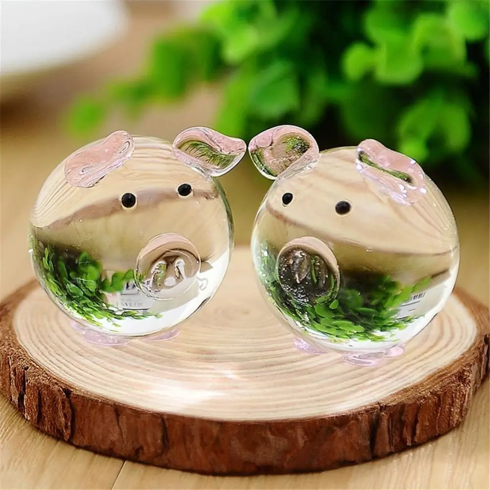 Creative Crystal Little Pig Figurines Home Decoration Handmade Glass Animal Paperweight Crafts Art&Collection Table