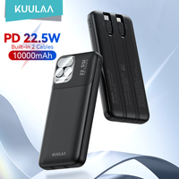 KUULAA 10000mAh powerbank 22.5W Portable Charger Dual Cable Fast Charging portable battery power bank For iPhone 16 15 14 Xiaomi