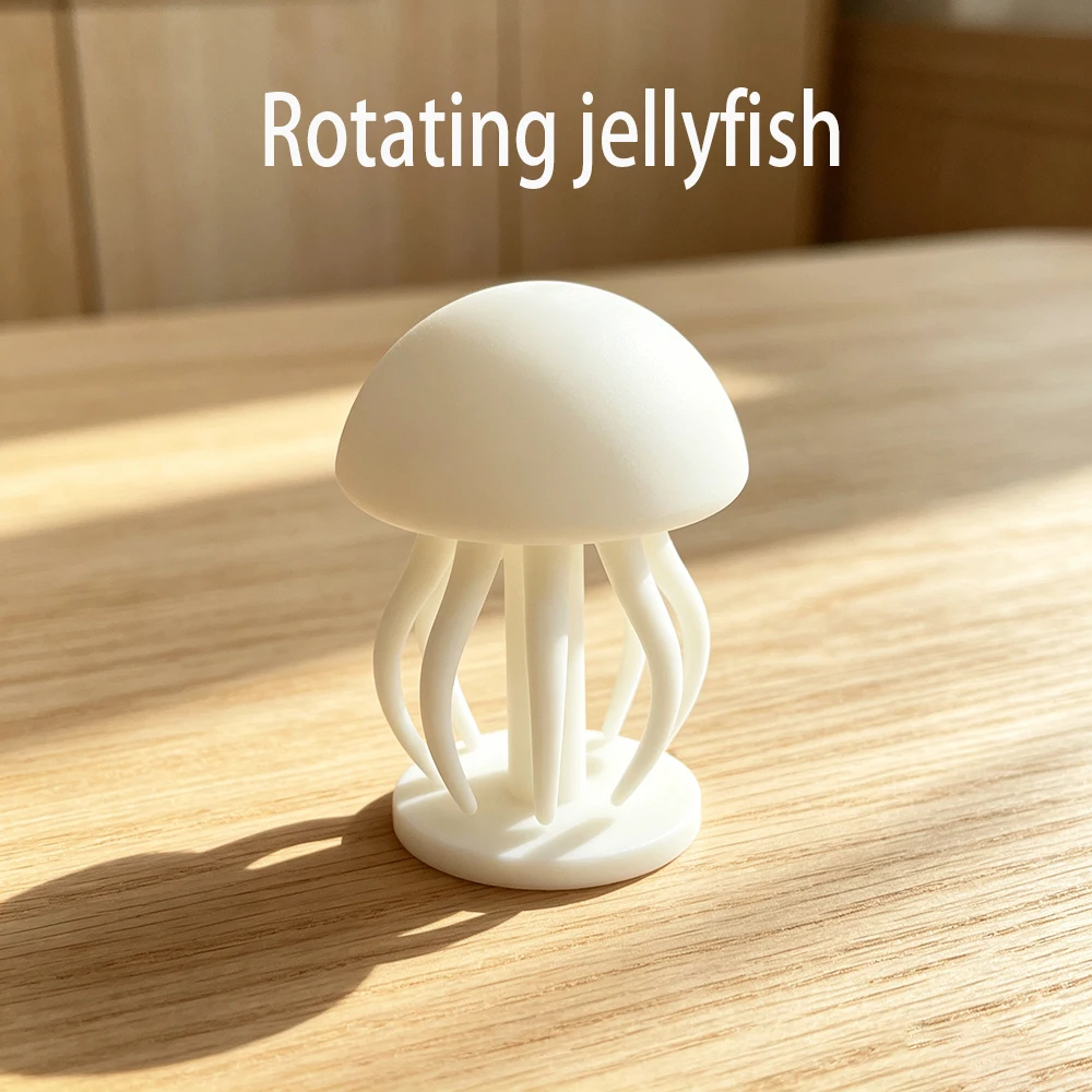 3d Printed Rotating Jellyfish Desk Ornament Model - Plastic Creative Desktop Decorative Sculpture