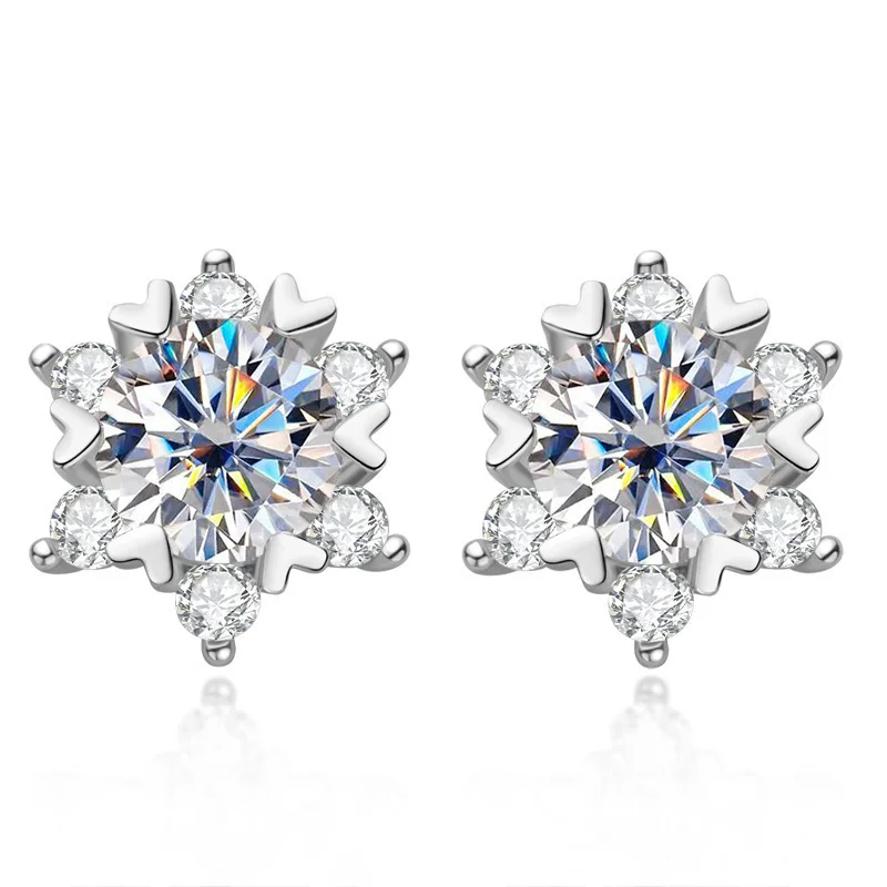 

BIJOX STORY 1 карат S925 серебряные муассанитовые серьги-снежинки для женщин модный и классический дизайн с 6 когтями подарок на день Святого Валентина