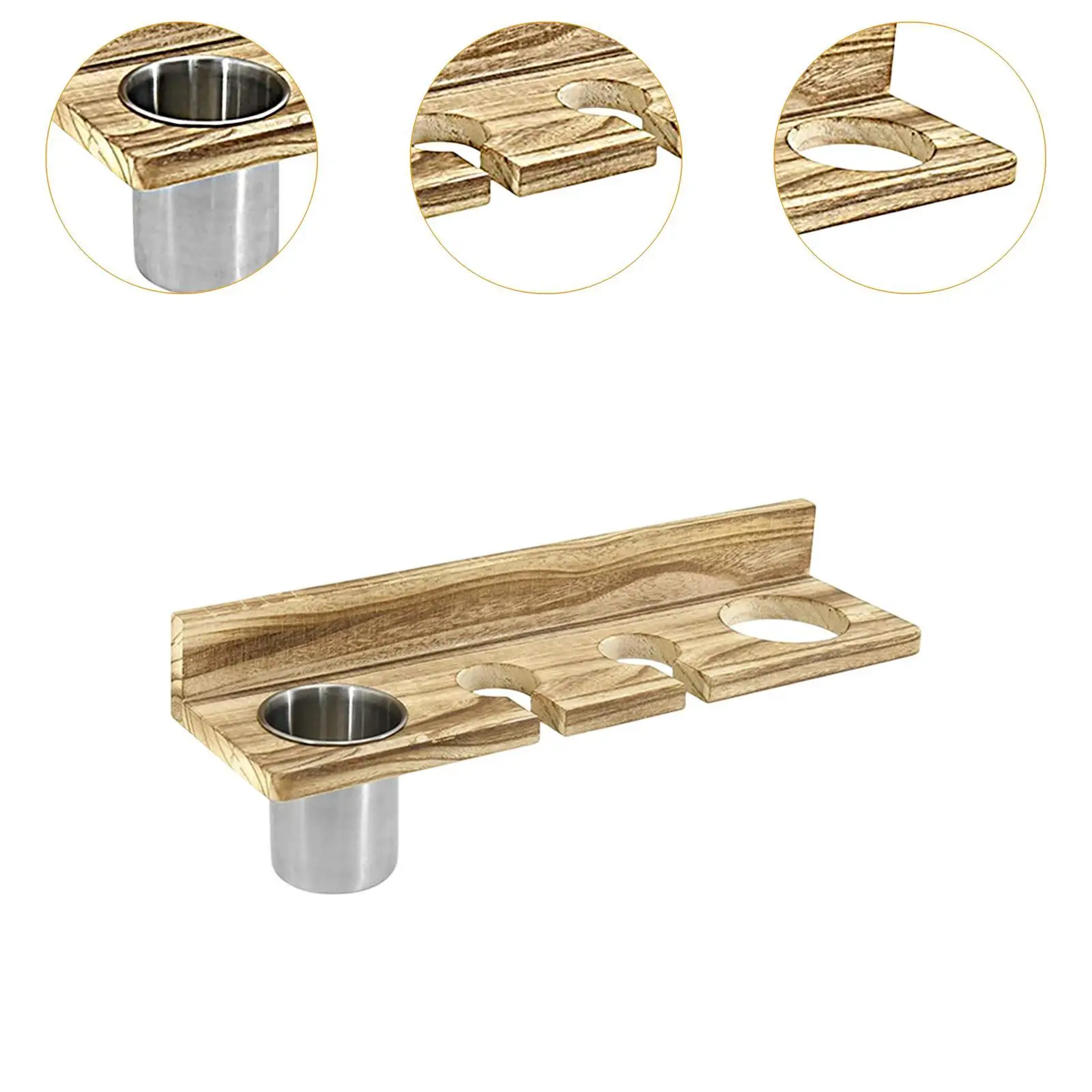 Hair Brush Organizer Portable Wooden Hair Dryer Stand Curling Iron Storage Box for Salon or Bathroom Countertop