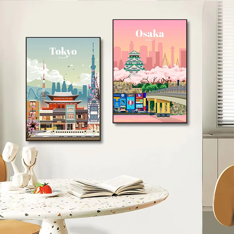 World Famous Tourist Cities Poster Prints London New York City Travel Wall Art Canvas Painting Picture Home Living Room Decor