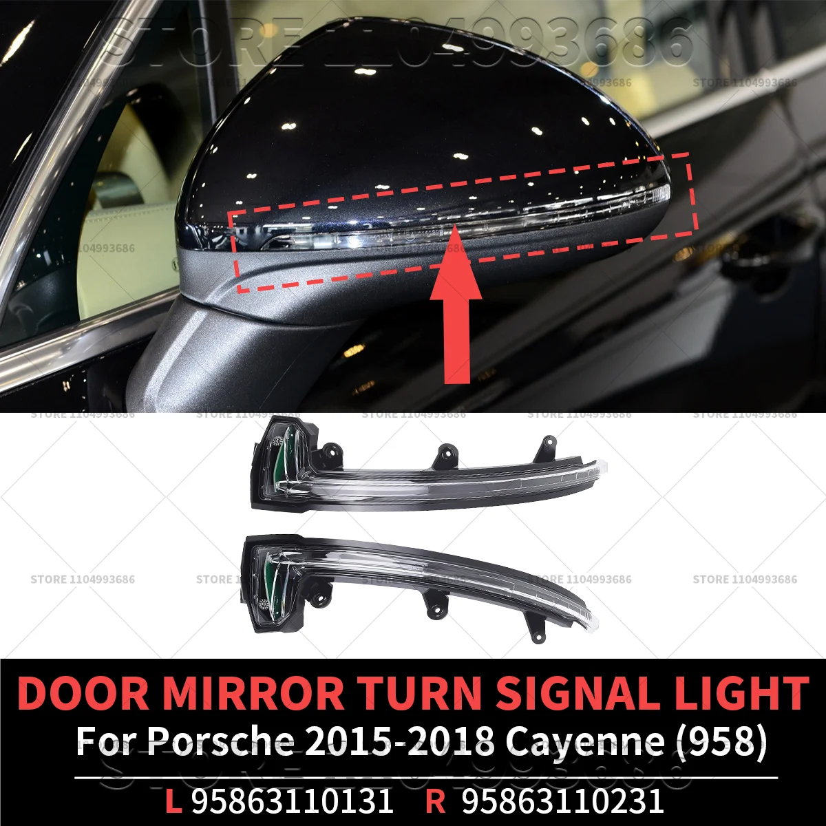 

Для 2015-2018 Porsche Cayenne 958 дверное зеркало указатель поворота левый и правый OEM 95863110131 95863110231 95863110130 95863110230