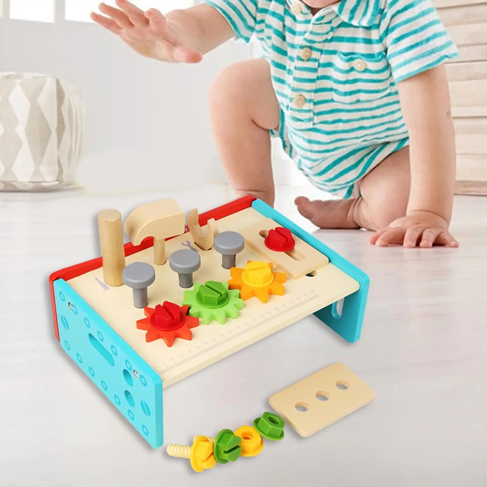 

Construction Toys Mini Wooden Work Bench for Kids for Boys Birthday Gifts