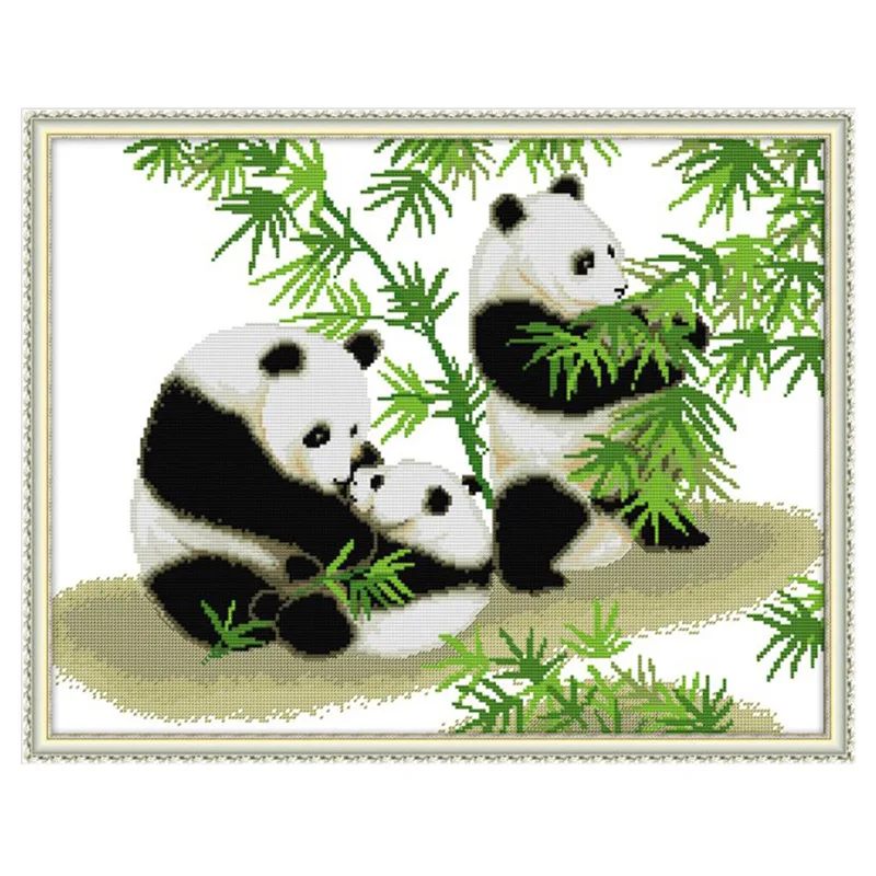 Diy Full bead embroidery sewing Panda beadwork icons embroidery kit 3mm pearl bead printed cotton canvas Cross Stitch with beads