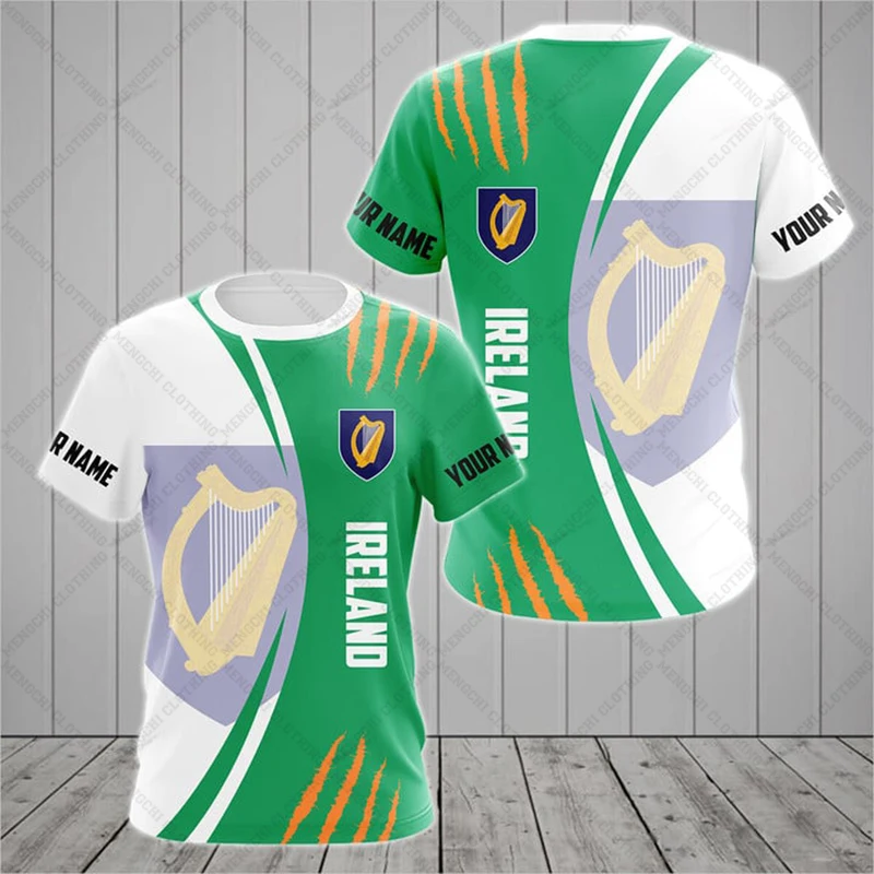 Ireland Emblem Personalized Unisex T-shirts Oversized Short Sleeve Tops Summer Casual Tees For Men Women And Kids Cool Jersey