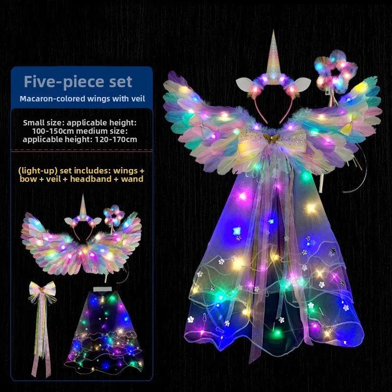   Asas de penas de anjo aron orn, adereços de performance infantil, fantasias loween Fairy T Princ, roupas de palco