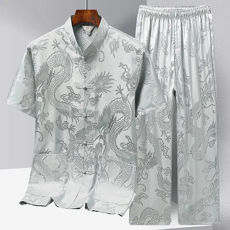 

Dragon Jacquard Hanfu Men Chinese Clothes Men Top Pant Hanfu Kung Fu Clothing Blouse Party Male Tang Suit