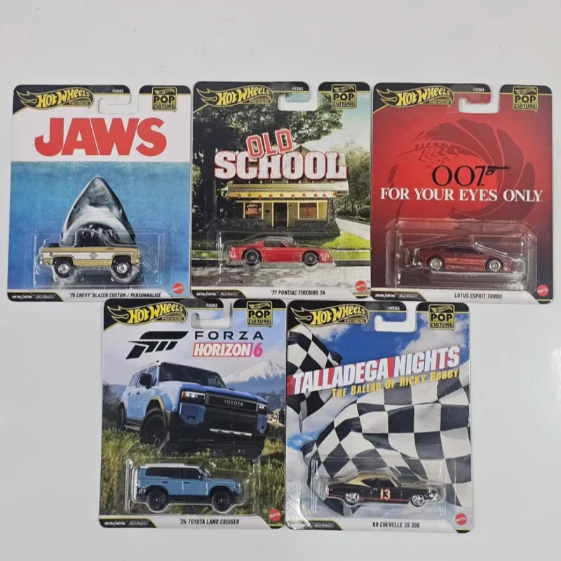 New Selling Hot Wheels Car POP Culture Series Alloy Miniature Car Model Lotus Chevrolet Great White Shark Toy Birthday Fans Gift
