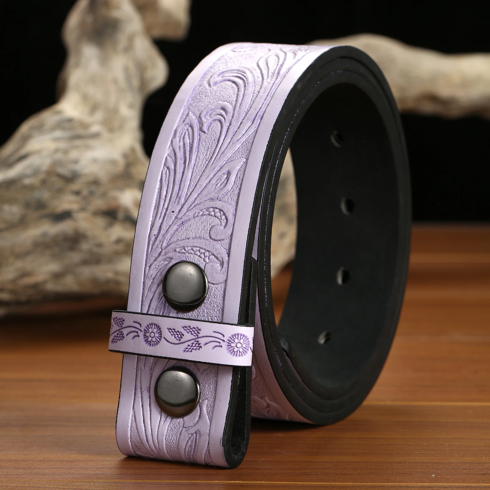 Colorful Embossed Button Belt (Not Including Buttonhead), Embossed Grass Pattern. Classic Retro. Punk Instagram Style. Everyday