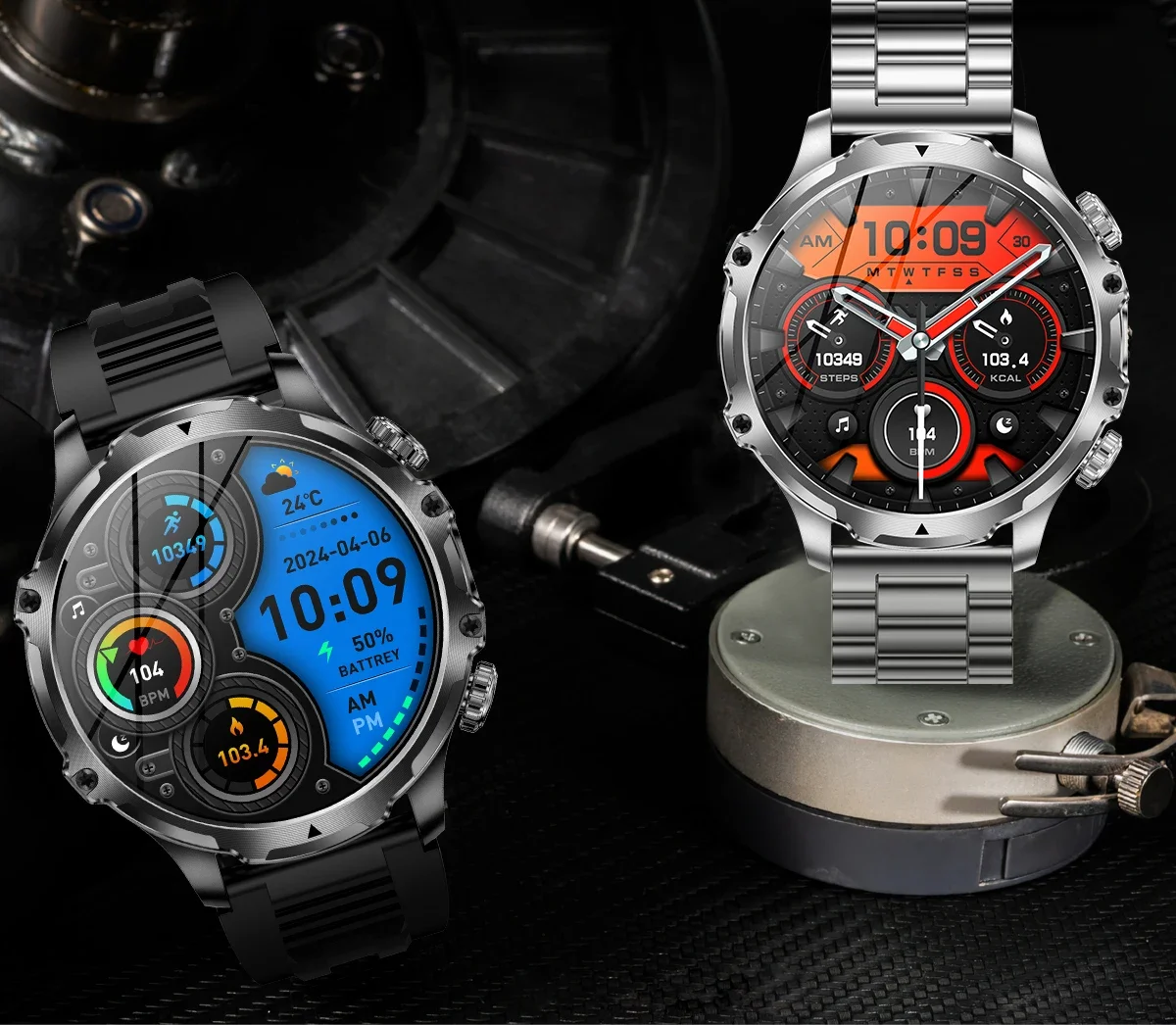 2025 New Men Outdoors Sports Smart Watch  Flashlight 700mah Large Battery Bluetooth Calling LED Light Fitness Tracker Smartwatch