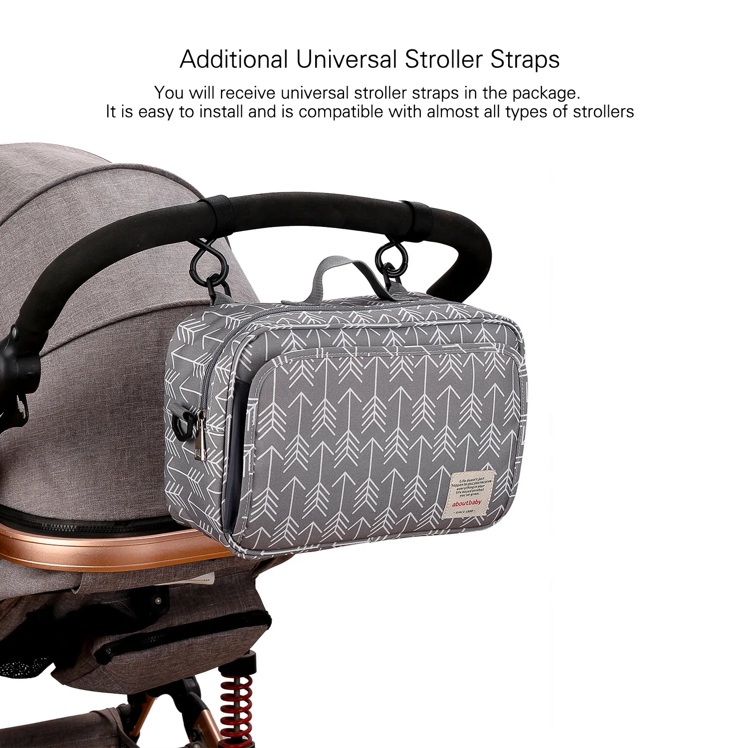 Wasserdichte Baby-Kinderwagentasche, tragbare Reisetasche für Mütter, multifunktionale Wickeltasche mit Flaschenfach, hängende Tasche, Organizer für Kinderwagen. – Detail 6