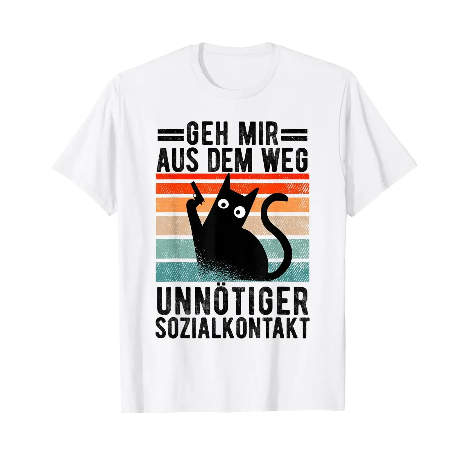 Get out of my way you unnecessary social contact Cat T shirt vintage Washed Stretched Casual fashion streetwear Slightly