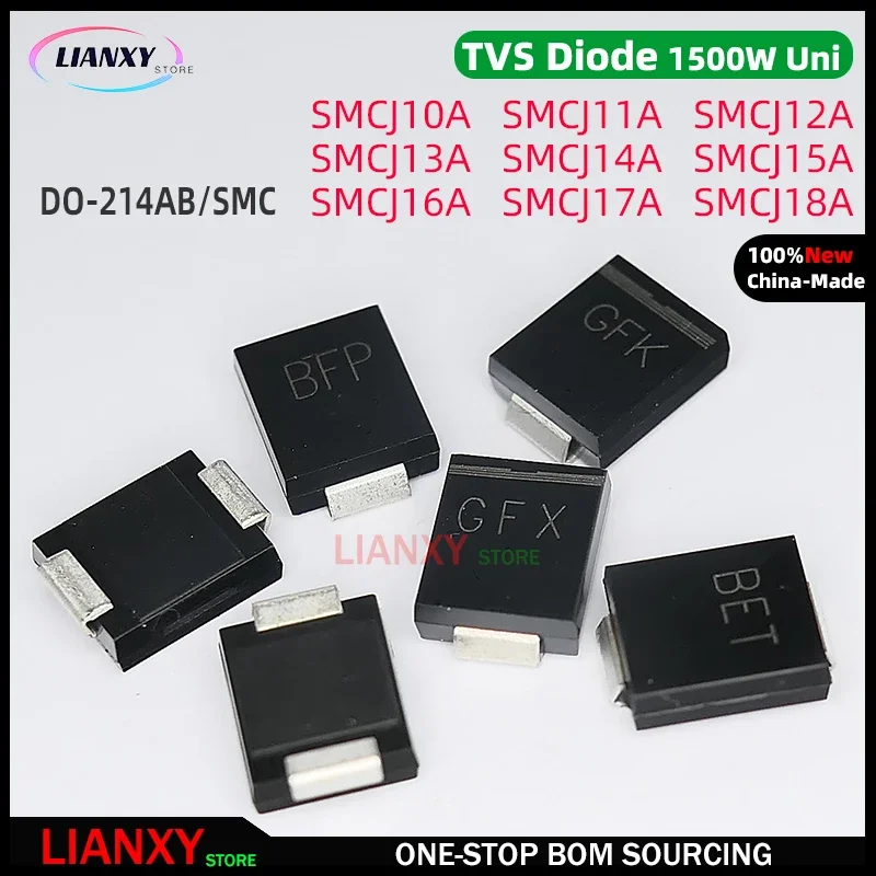 10pcs DO-214AB SMCJ10A SMCJ11A SMCJ12A SMCJ13A SMCJ14A SMCJ15A SMCJ16A SMCJ17A SMCJ18A SMCJ kit SMC UNI TVS Diode New