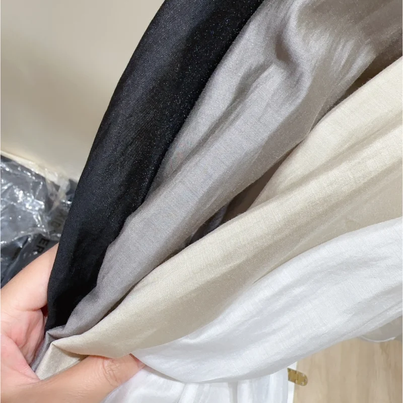 2024 New Summer Sun Protection Solid Color Women's Shirt Folds Simplicity Loose Casual Button Lapels Long Sleeve Y2K Chic Tops