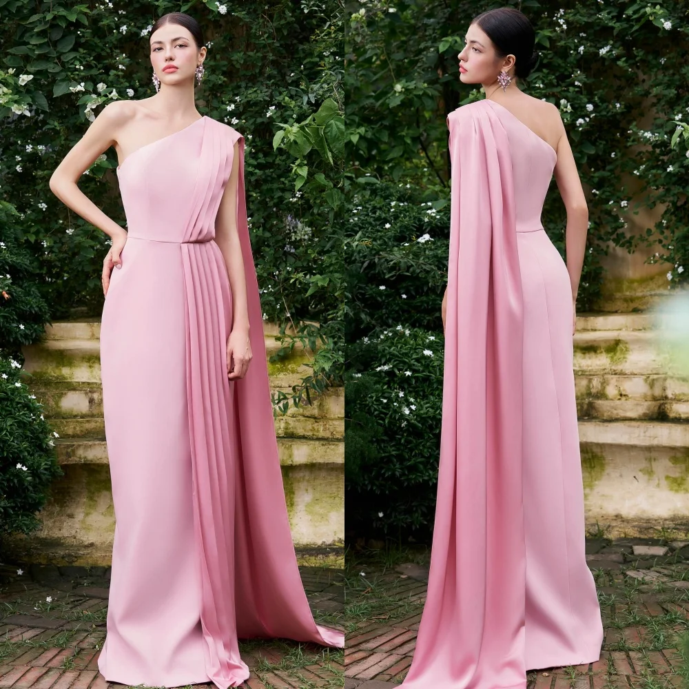 

Intricate Jersey Pleat A-line One-shoulder Long Dresses Homecoming Dresses Classic Exquisite Modern Style Pastrol Chinese Style