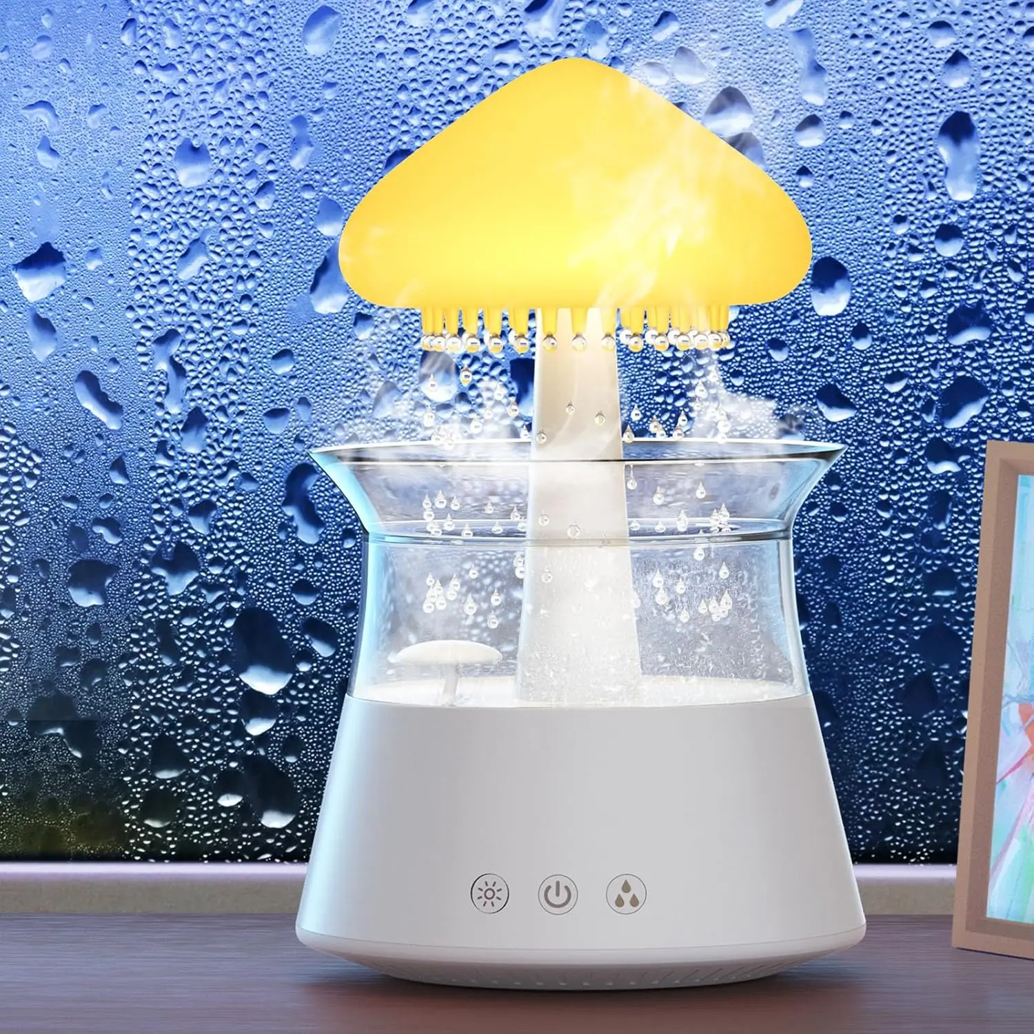 Diffuserlove Cloud Humidifier with Remote Waterfall Lamp Mushroom Humidifier Sounds for Bedroom Desk