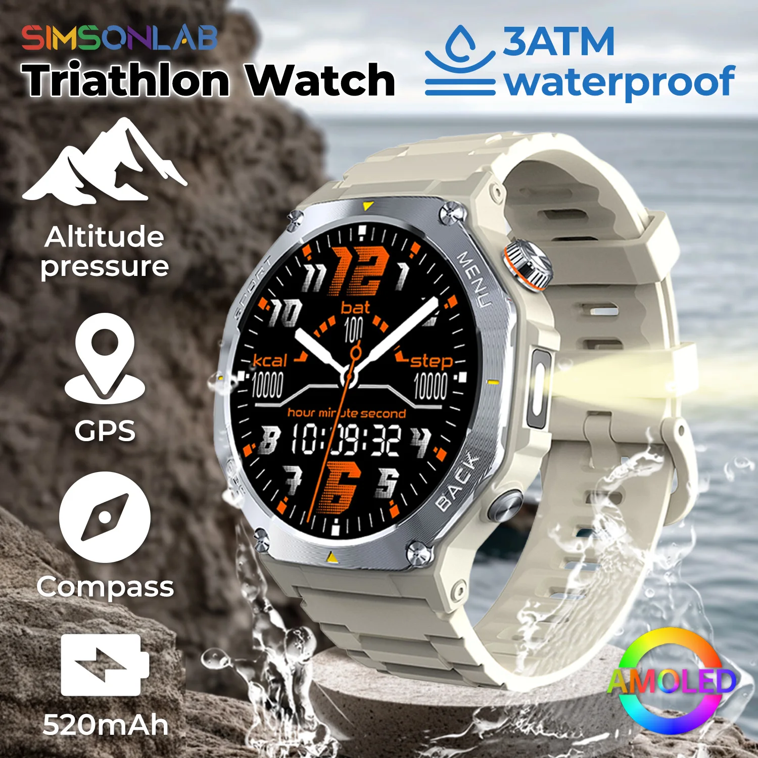 

Новые GPS Смарт-часы BT Вызов Сон Сердечный ритм Мониторинг кислорода в крови HD Сенсорный AMOLED-экран Голосовой помощник Спортивные часы на открытом воздухе