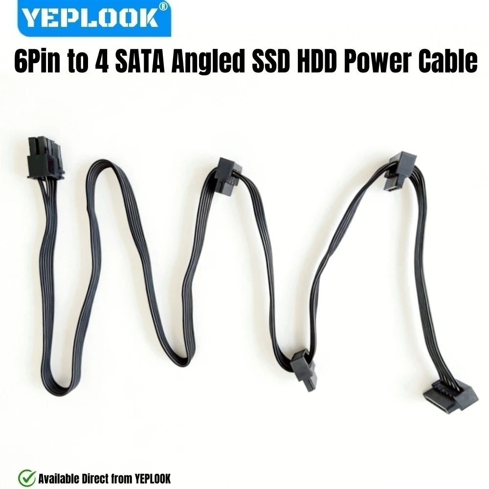 

YEPLOOK 6Pin to 4 SATA Right Angle SSD HDD Power Cable for Corsair CX750, CX650, CX600, CX550, CX500, CX450, CX430 Modular Power
