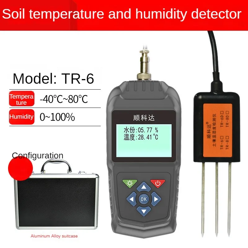 TR-6 Multi Functional Soil Temperature Hygrometer Moisture Meter Soil Salinity Meter Conductivity Meter