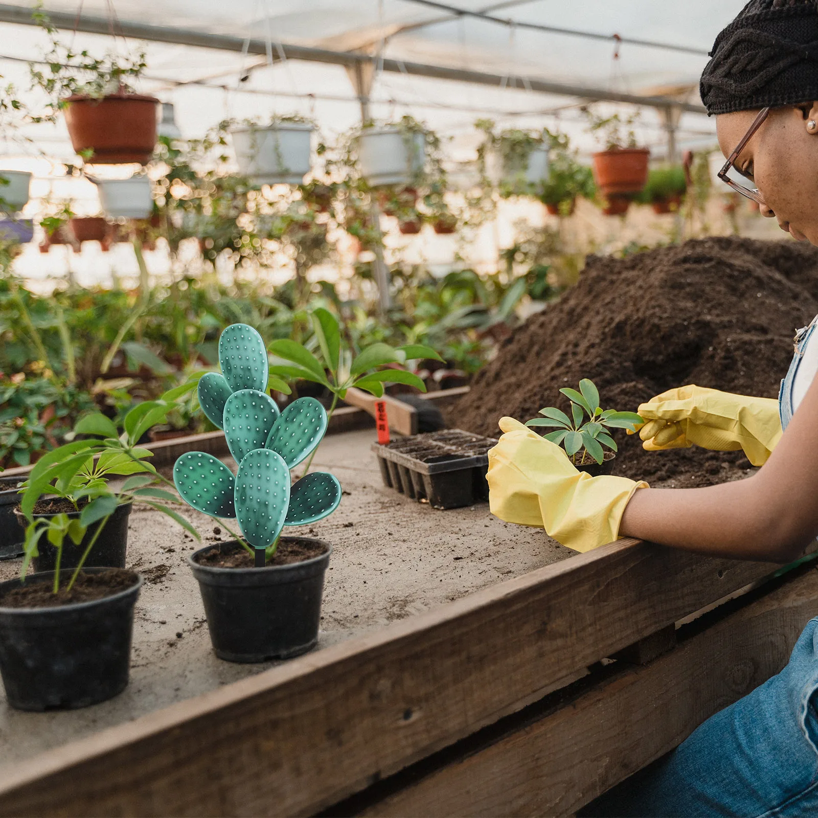 

Creative Cactus Garden Stake Decorative Lawn Ornament Outdoor Yard Patio Durable Weather Resistant Ground Inserted Garden Stakes