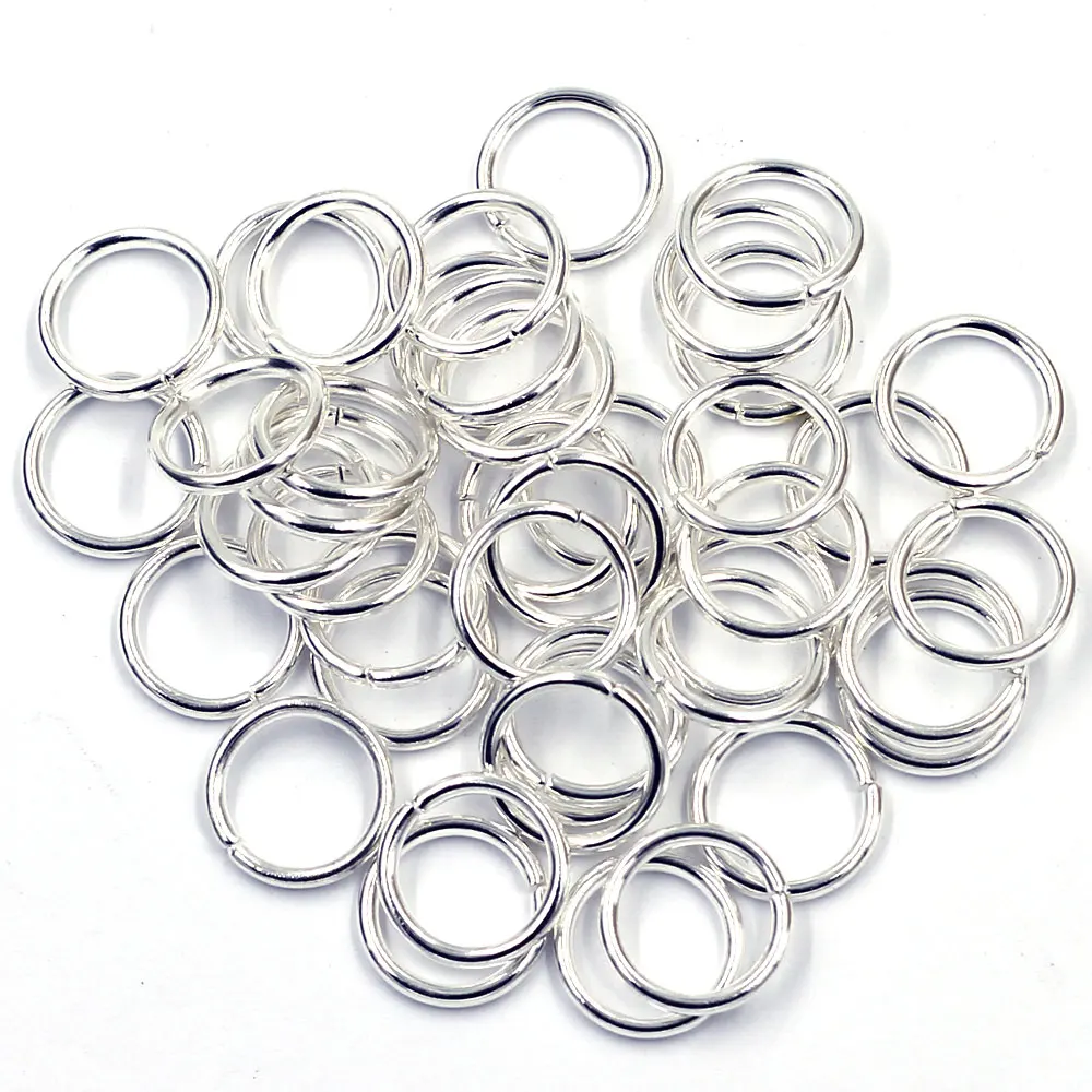 3000 Pcs Silver Plated Round Alloy Open Jump Rings 8x1.5mm Dia.