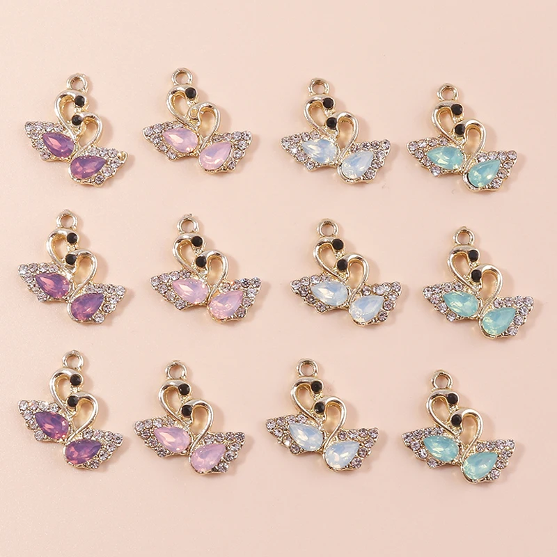 Leslie 10 Stück exquisite Zirkon-Kristall-Schwan-Anhänger für Damen, Ohrringe, Halskette, Hochzeit, Schmuck, Accessoires, modische Geschenke – Detail 2