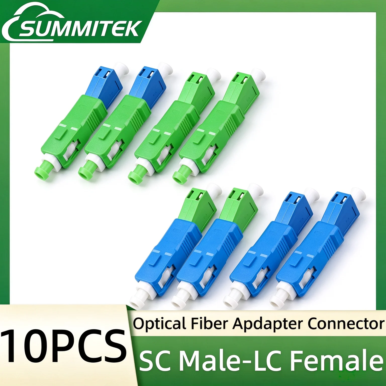 SUMMITEK 1PCS Single Mode SC Male to LC Female Hybrid APC to UPC Optical Fiber Adapter Connector for Optical Power Meter