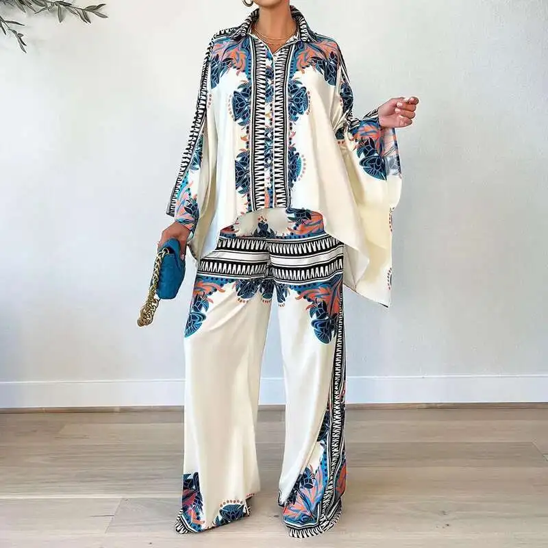 

Zl 20062025 Новый летний повседневный топ с рукавами «летучая мышь» и свободные брюки, комплект из двух предметов для женщин