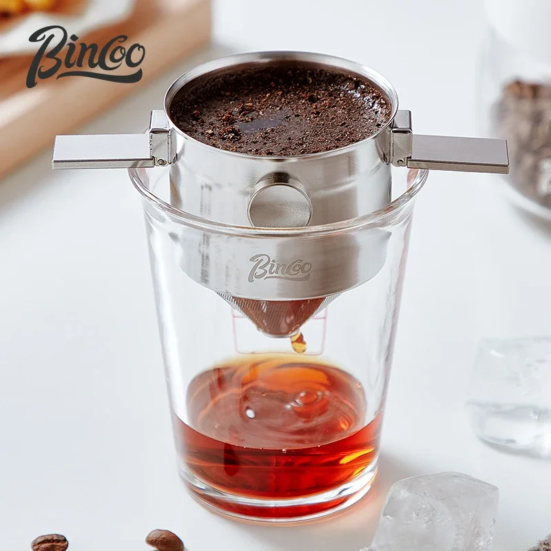 

Bincoo coffee filter cup Pour-over coffee maker filter Stainless steel filter Free paper leak portable bucket appliance foldable