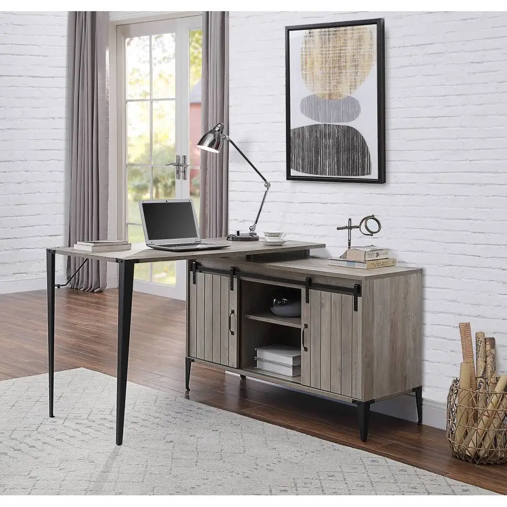 

Zakwani 48" Gray Oak & Black Finish Writing Desk