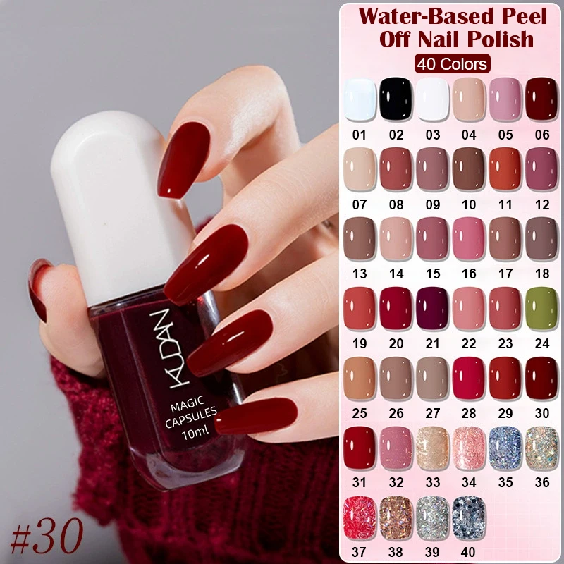 Vernis à ongles pelable à base d'eau, 40 couleurs, longue durée, séchage rapide, pas besoin de lampe pour guérir les ongles, fournitures de manucure, 10ml