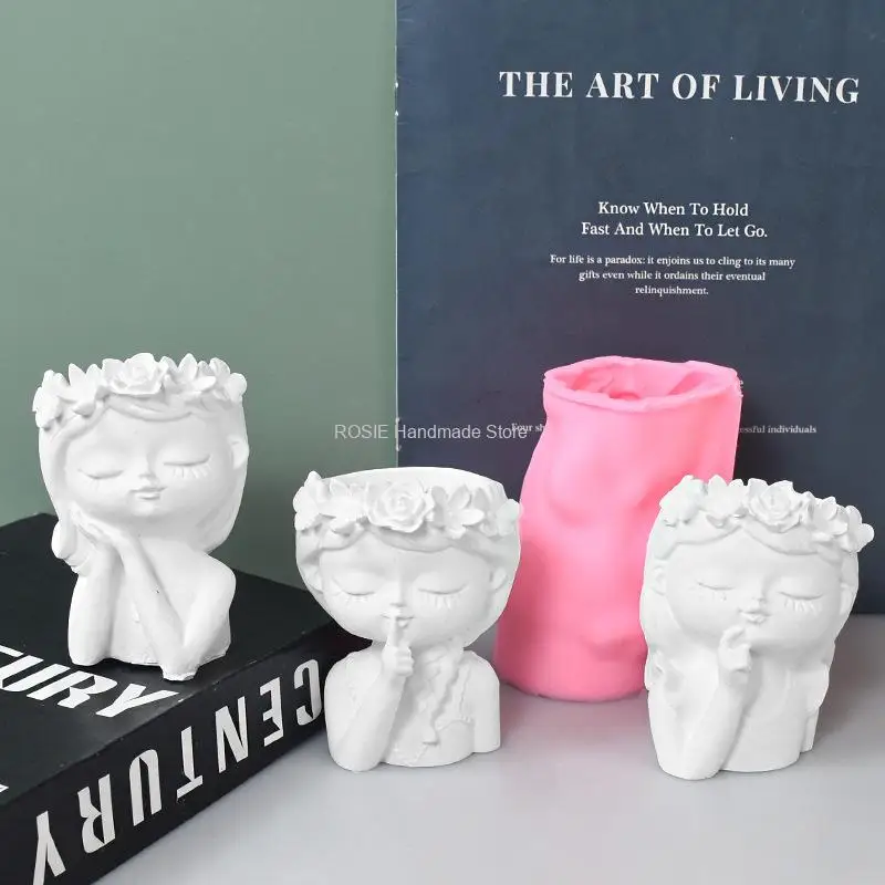 3D Portrait Vase Silicone Mold DIY Handmade Sculpture Flower Pot Resin Mold Plaster Craft Casting Mold Home Decoration