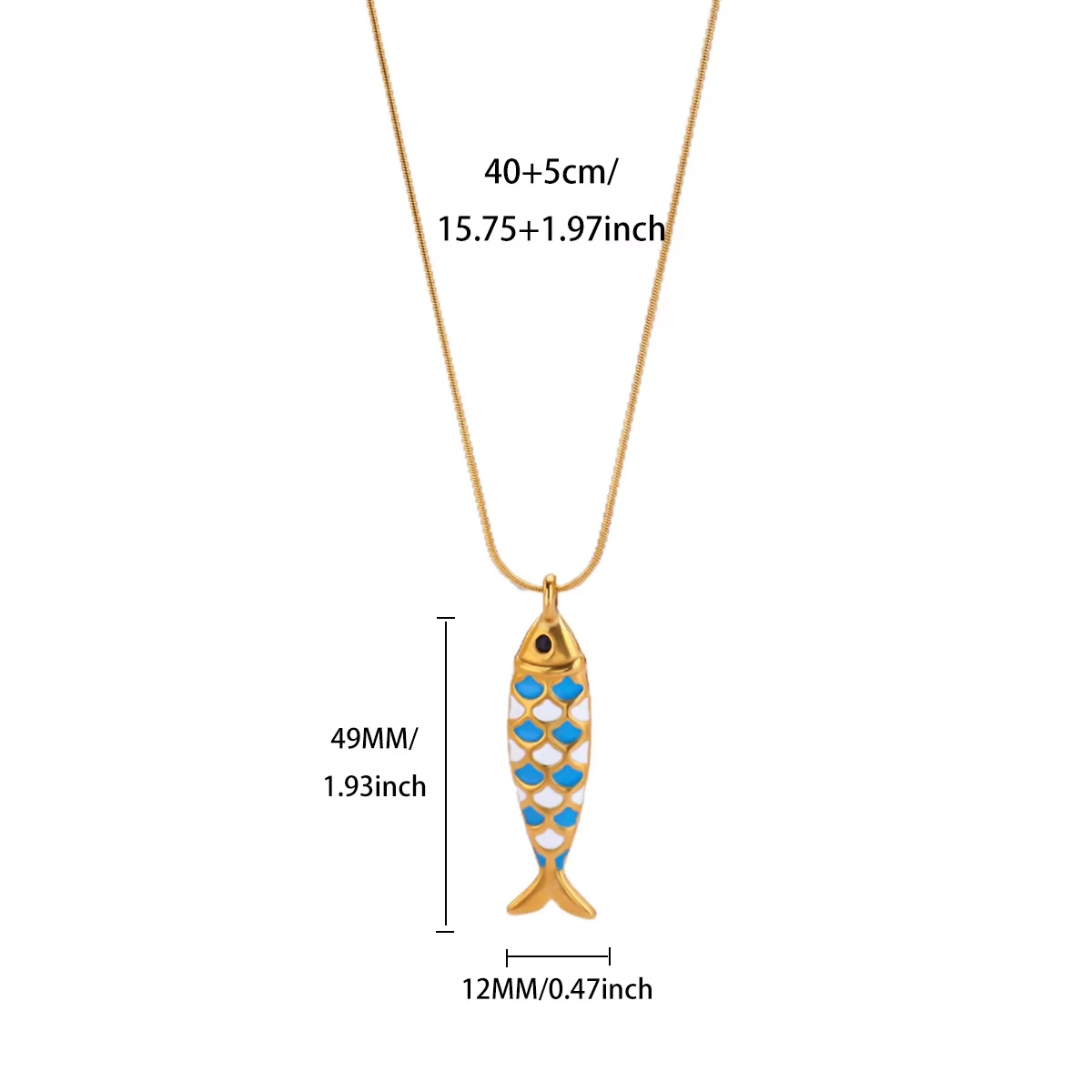 Colorful Enamel Fish Pendant Necklace For Women Cute Marine Life Female Necklace Stainless Steel Snake Chain Summer Jewelry