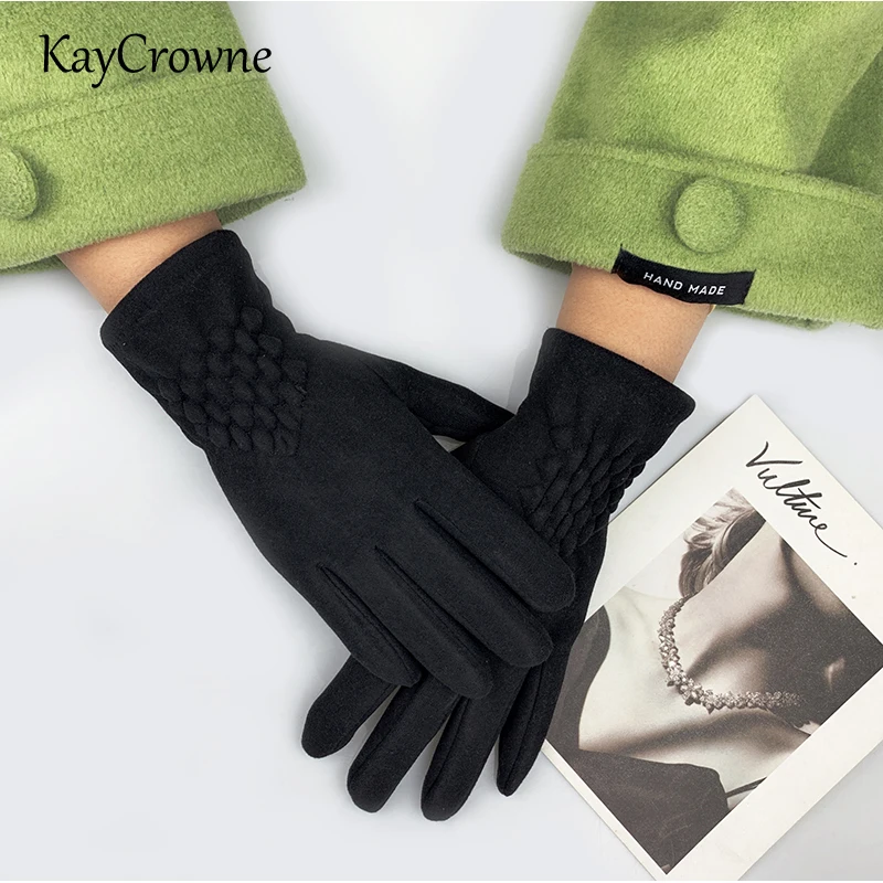 KayCrowne New Fashion Fishtail Grace Lady Gloves Women Winter Elegant Touch Screen Driving Keep Warm Windproof Black Glove G183