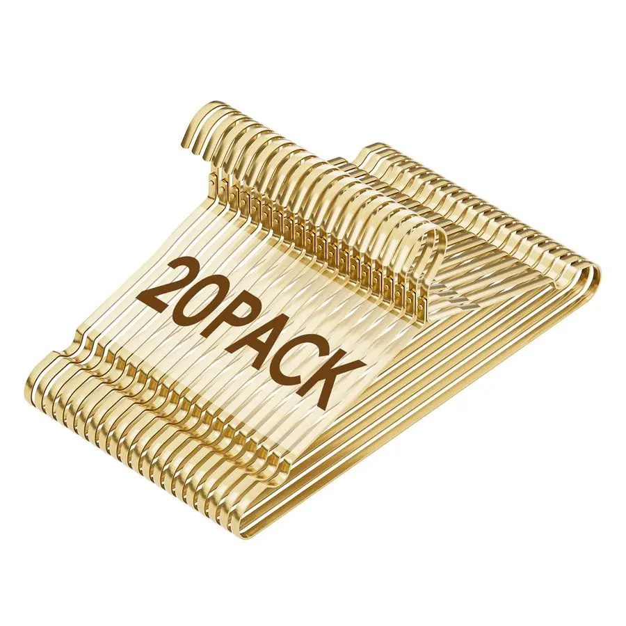 

20 Pack 0.31 Widen Coat Hangers, Premium Matte Gold Aluminum, Durable Metal, Lightweigh amp Sturdy, for Standard Size Suits, Clo
