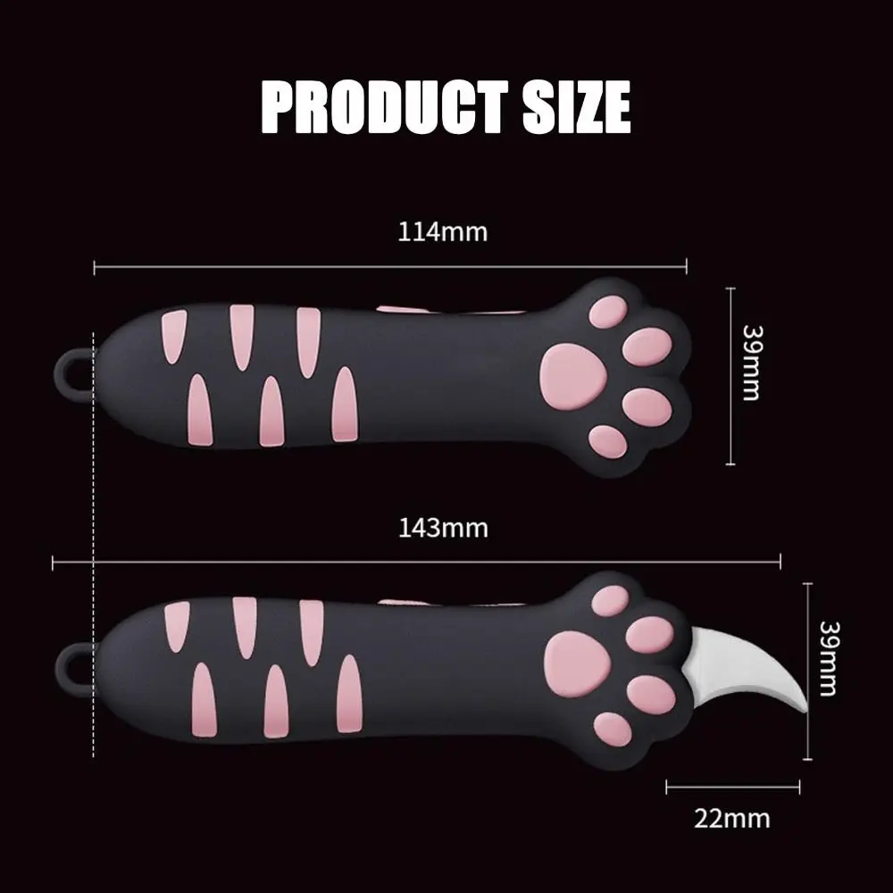 Creative Plastic Cat Paw Box Cutter Cartoon School Office Supplies Paper Cutting Tool Retractable Box Opener Paper Cutting